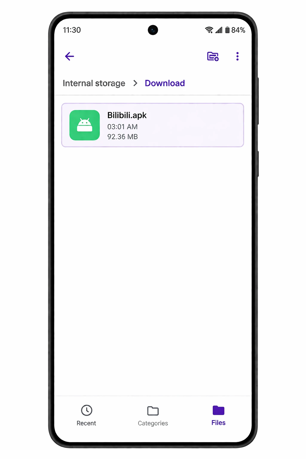 Locate downloaded APK file in Android downloads folder bilibili apk file manager screen