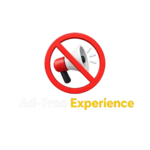 “No ads symbol over a megaphone with ‘Ad-Free Experience’ text on a black background.”