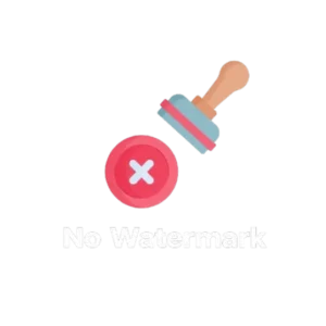 Stamp icon with red cross symbol and ‘No Watermark’ text on a black background.”
